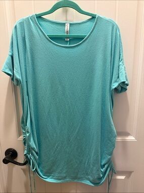 Zenana Premium Aqua Side-Tie Short Sleeve Tunic (L)